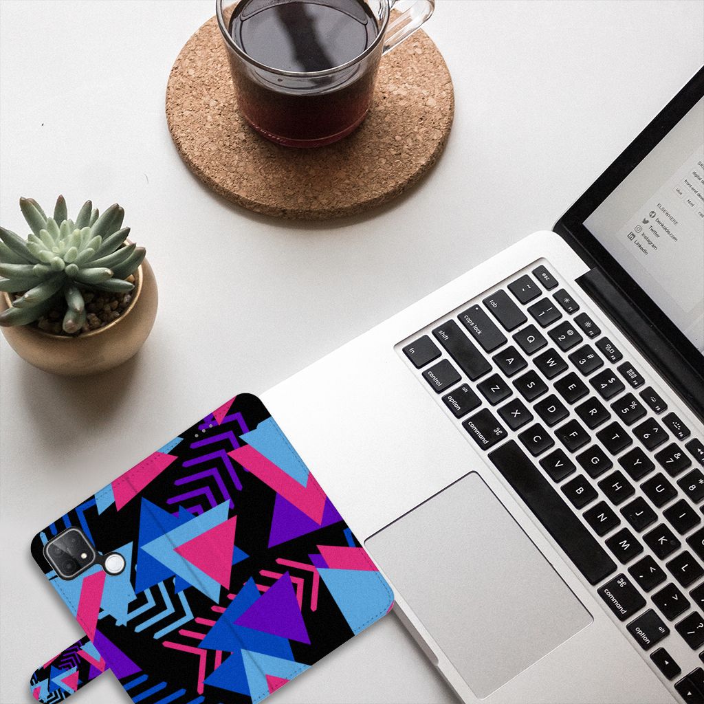 OPPO A15 Book Case Funky Triangle