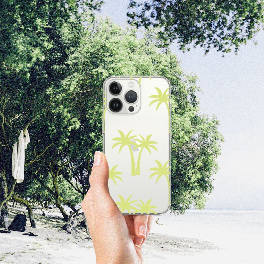 iPhone 13 Pro Max TPU Case Palmtrees met lichtgroene palmbomen op een witte achtergrond 🌴