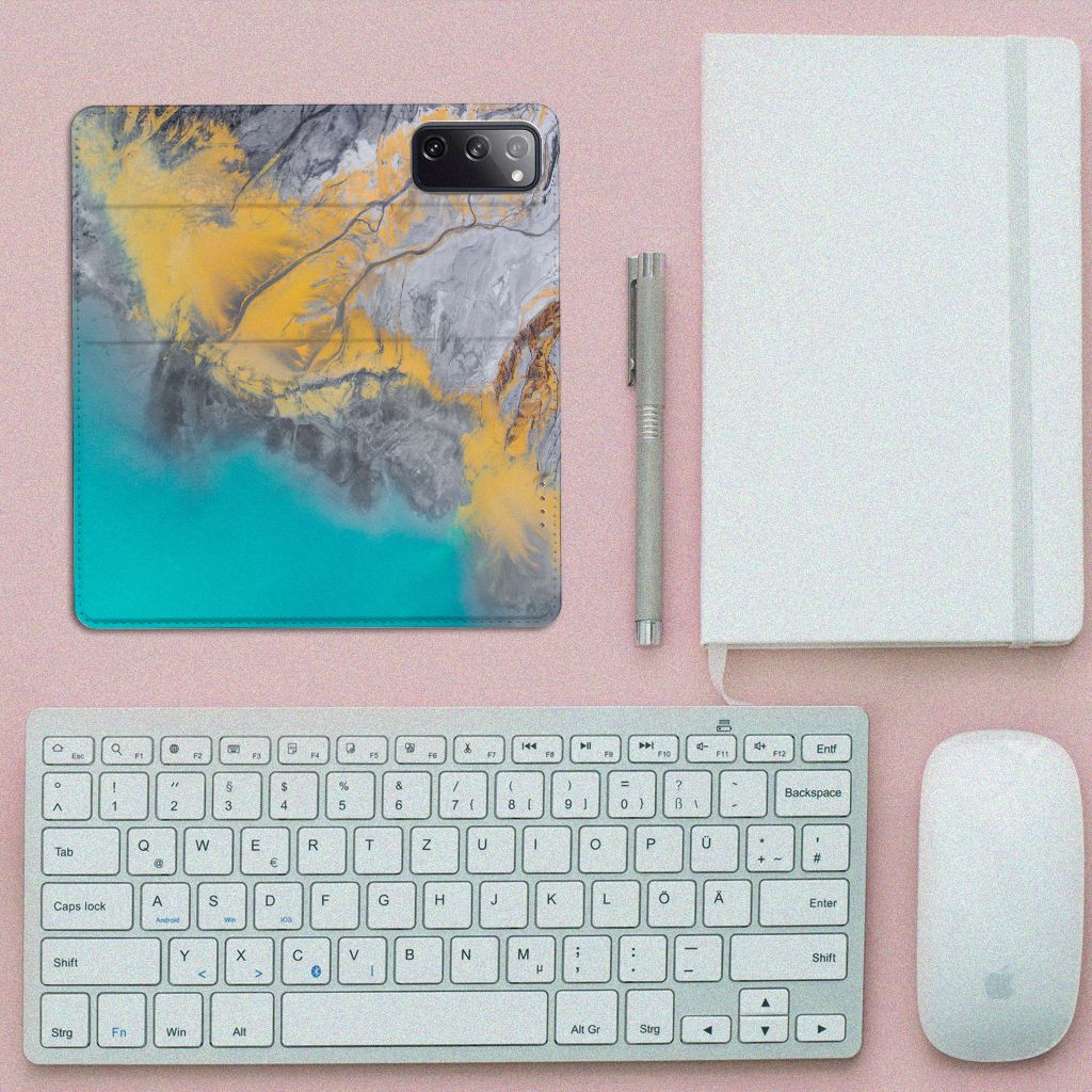 Samsung Galaxy S20 FE Standcase Marble Blue Gold