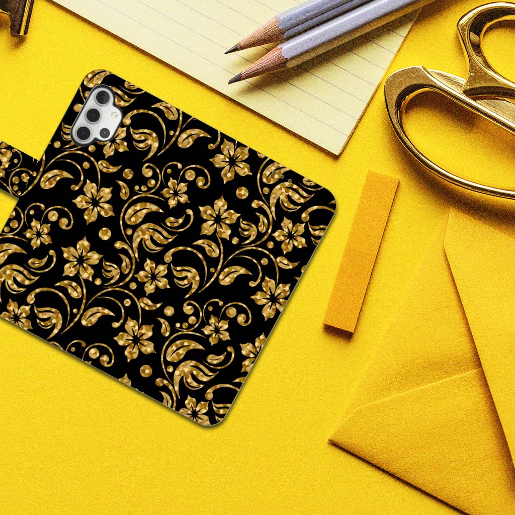 Samsung Galaxy A32 4G Hoesje Gouden Bloemen