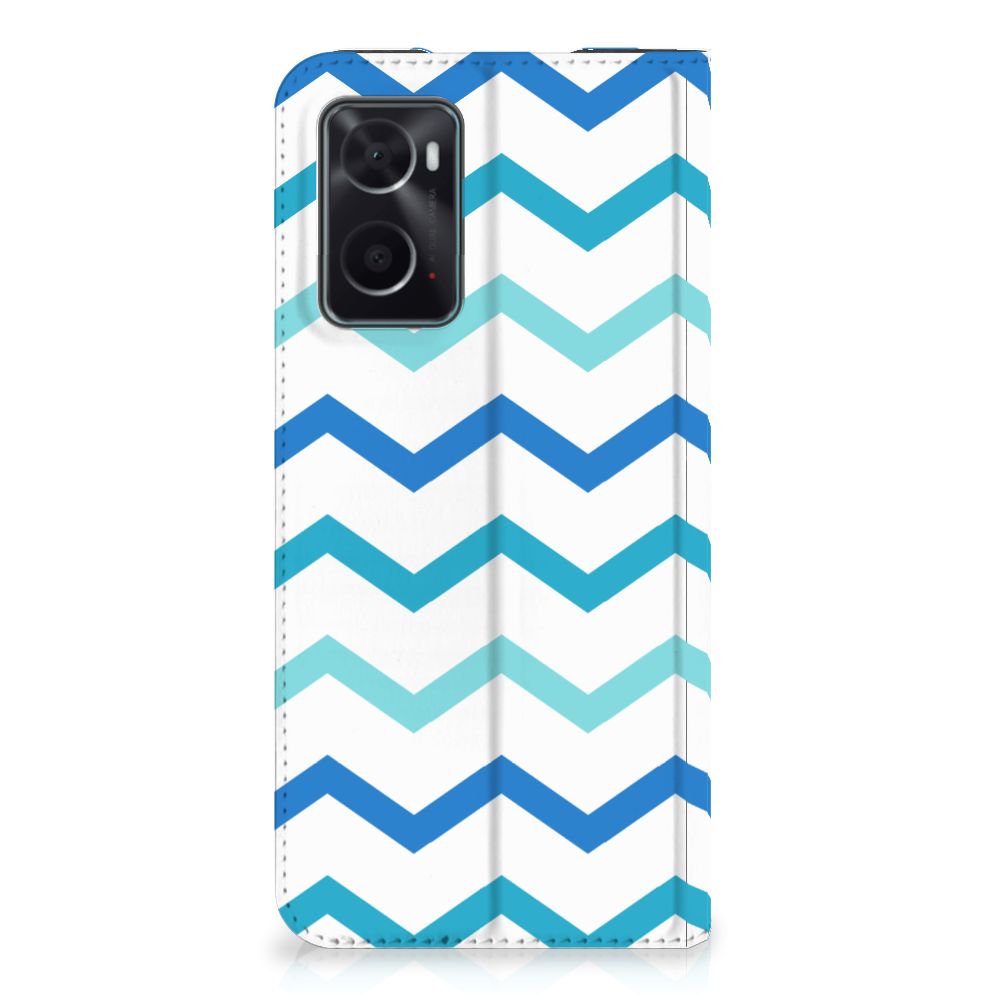 OPPO A96 | A76 Hoesje met Magneet Zigzag Blauw - B2C Telecom
