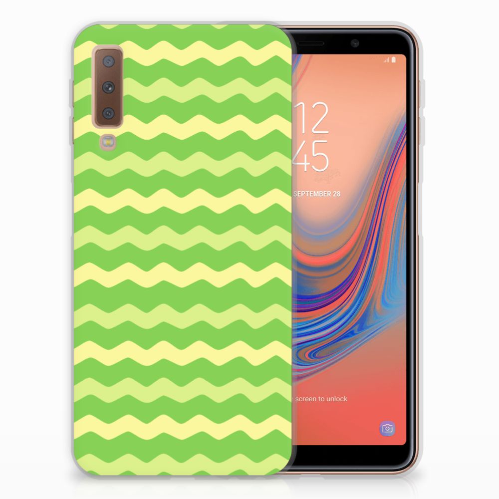 Samsung Galaxy A7 (2018) TPU bumper Waves Green