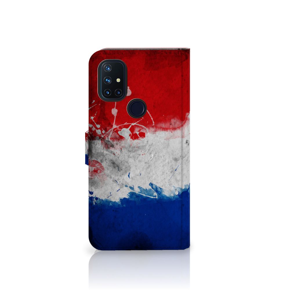 OnePlus Nord N10 Bookstyle Case Nederland met artistieke Nederlandse vlag ontwerp