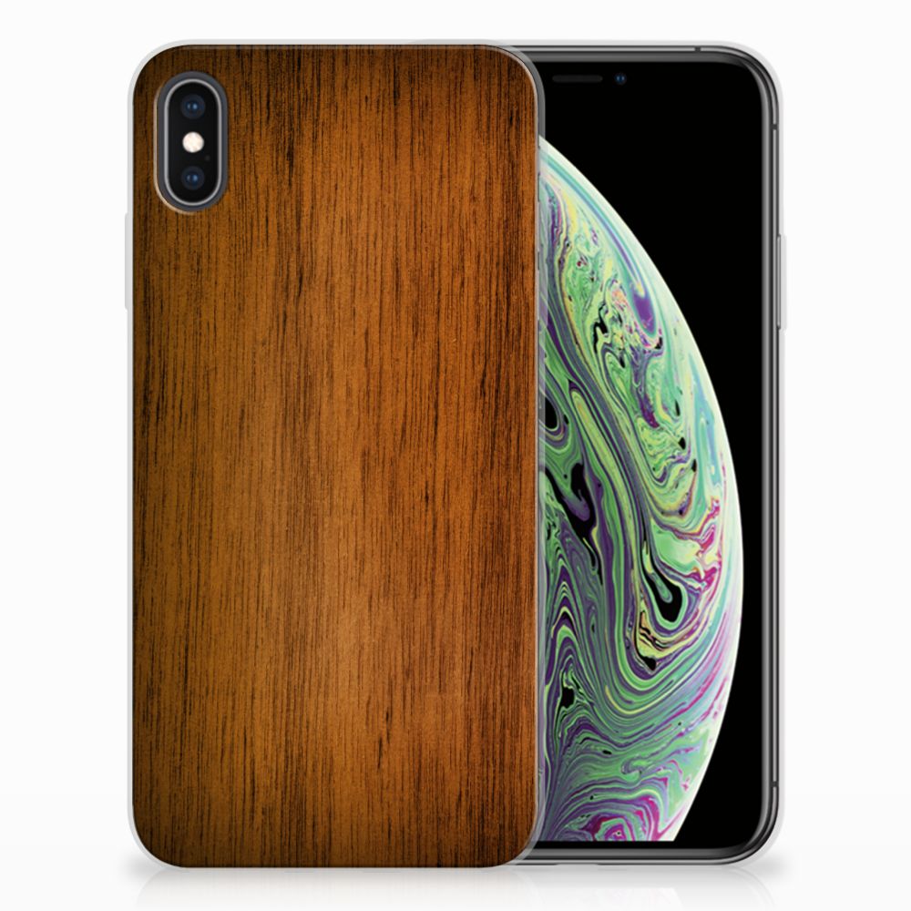 Apple iPhone Xs Max Bumper Hoesje Donker Hout