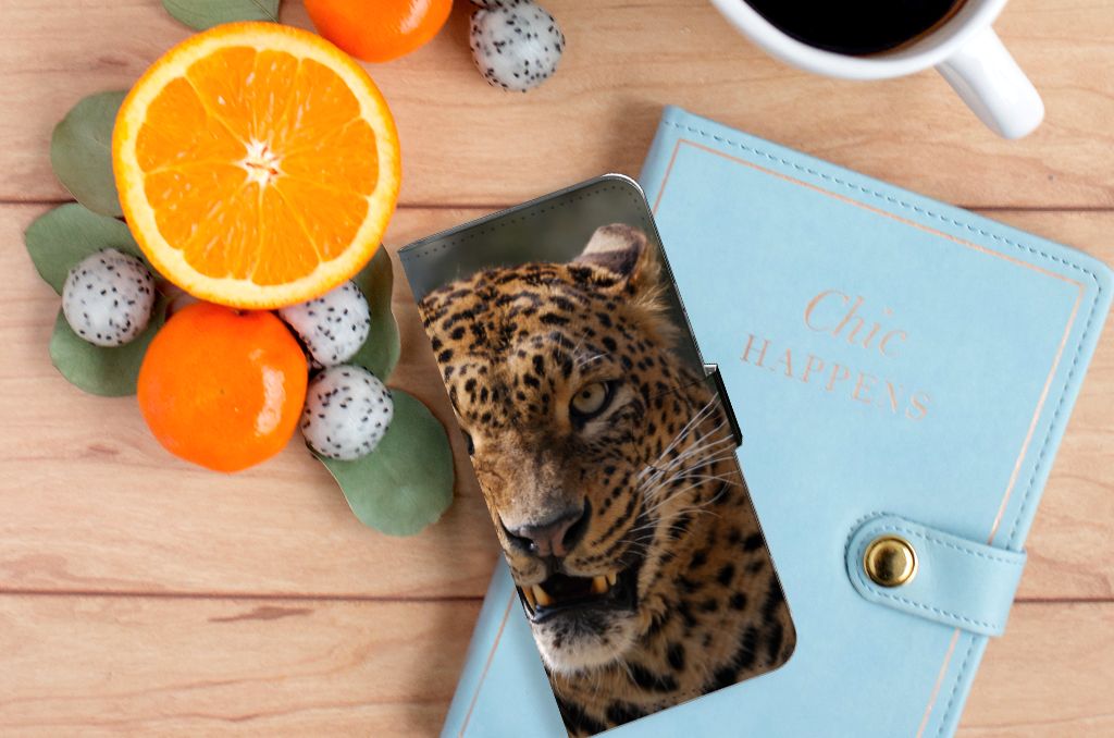 Xiaomi Redmi 10C Telefoonhoesje met Pasjes Luipaard
