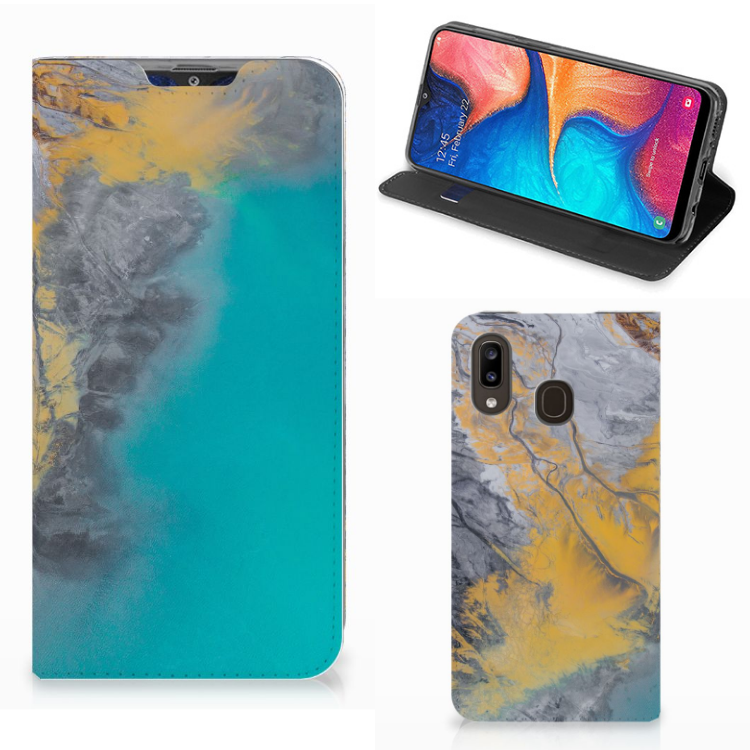 Samsung Galaxy A30 Standcase Marble Blue Gold