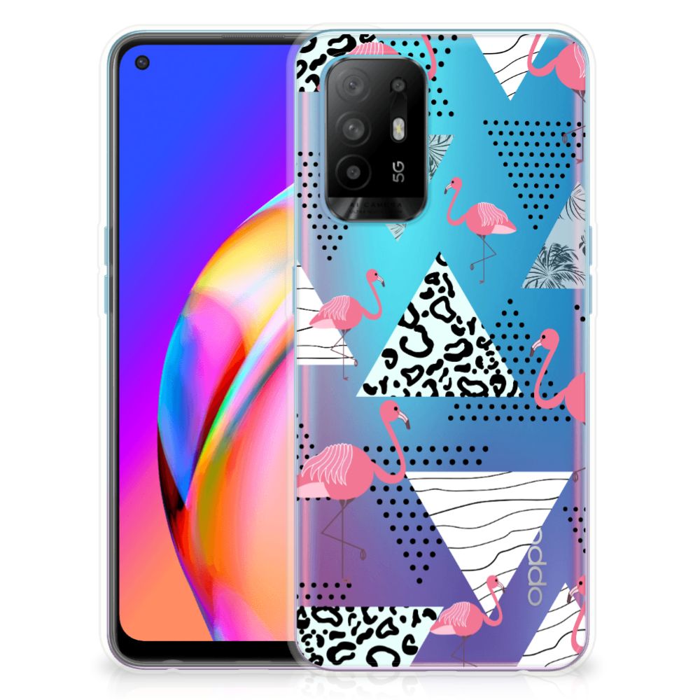 OPPO A94 5G | Reno5 Z TPU Hoesje Flamingo Triangle