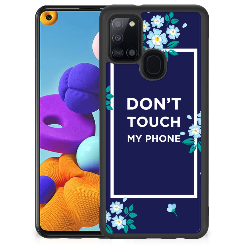 Samsung Galaxy A21s TPU Hoesje Flowers Blue DTMP