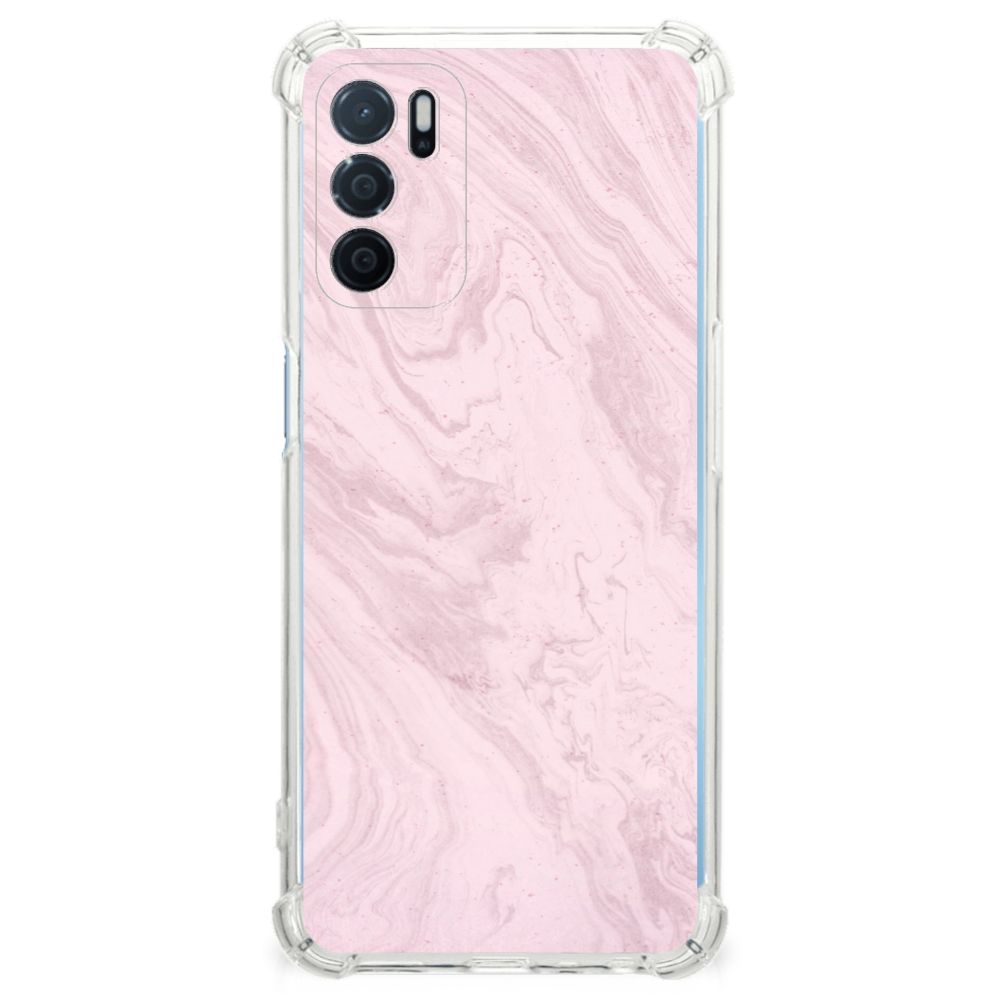 OPPO A16 | A16s | A54s Anti-Shock Hoesje Marble Pink - Origineel Cadeau Vriendin