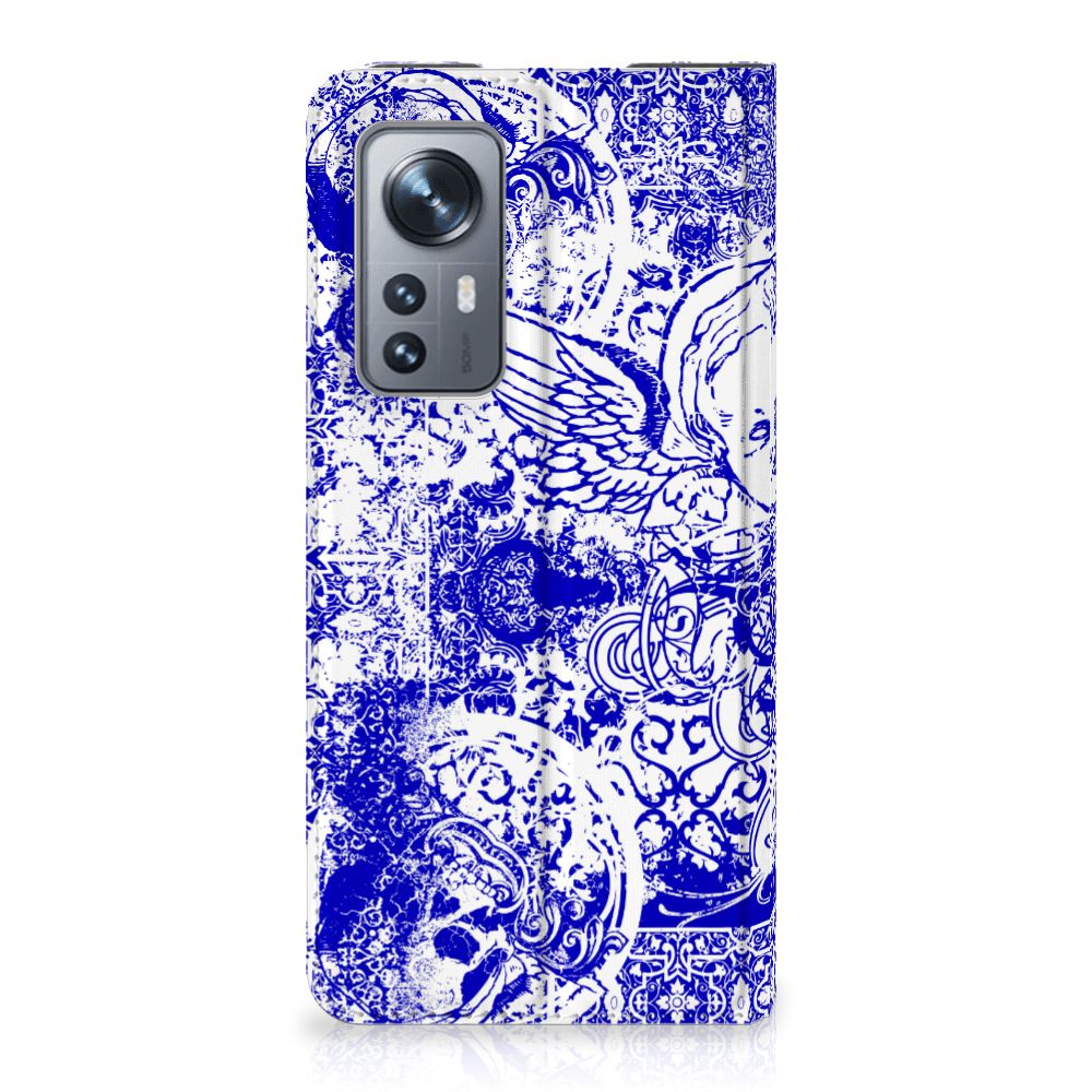 Mobiel BookCase Xiaomi 12 | 12X Angel Skull Blauw - B2C Telecom