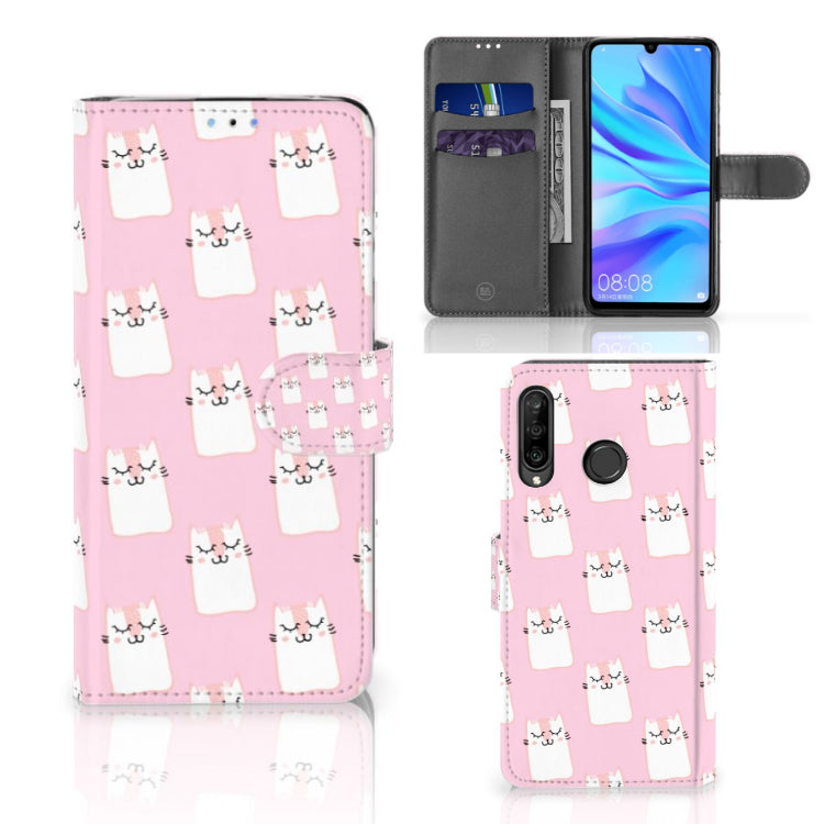 Huawei P30 Lite (2020) Telefoonhoesje met Pasjes Sleeping Cats