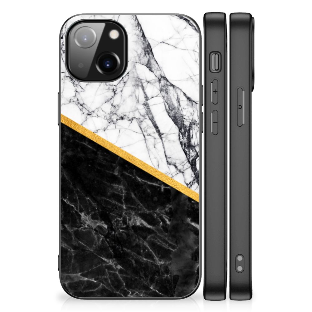 Apple iPhone 13 Marmeren Print Telefoonhoesje Marmer Wit Zwart - Origineel Cadeau Man B2C Telecom