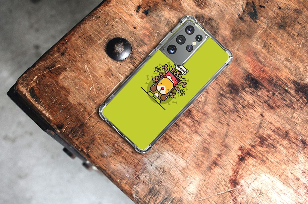Samsung Galaxy S21 Ultra Stevig Bumper Hoesje Doggy Biscuit
