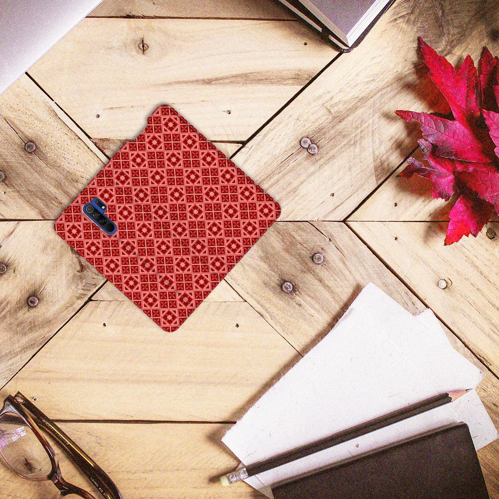 Xiaomi Redmi 9 Hoesje met Magneet Batik Rood - B2C Telecom