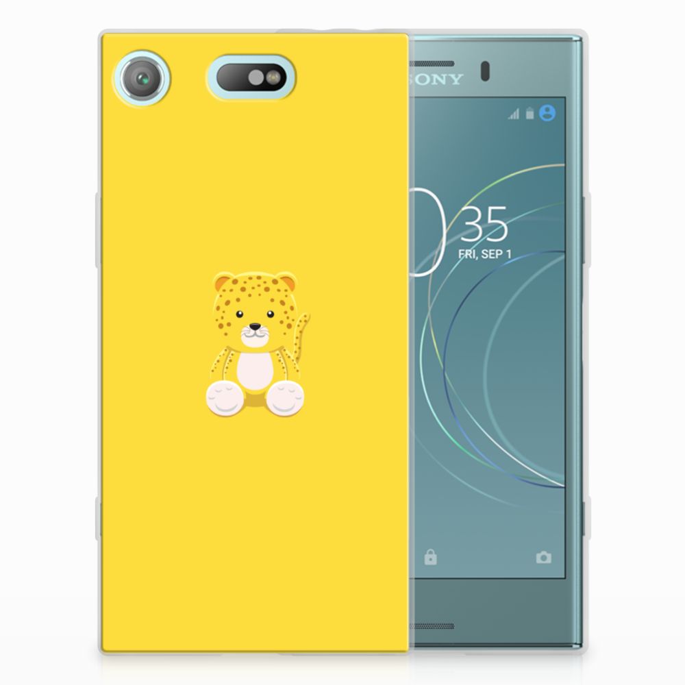 Sony Xperia XZ1 Compact Telefoonhoesje met Naam Baby Leopard