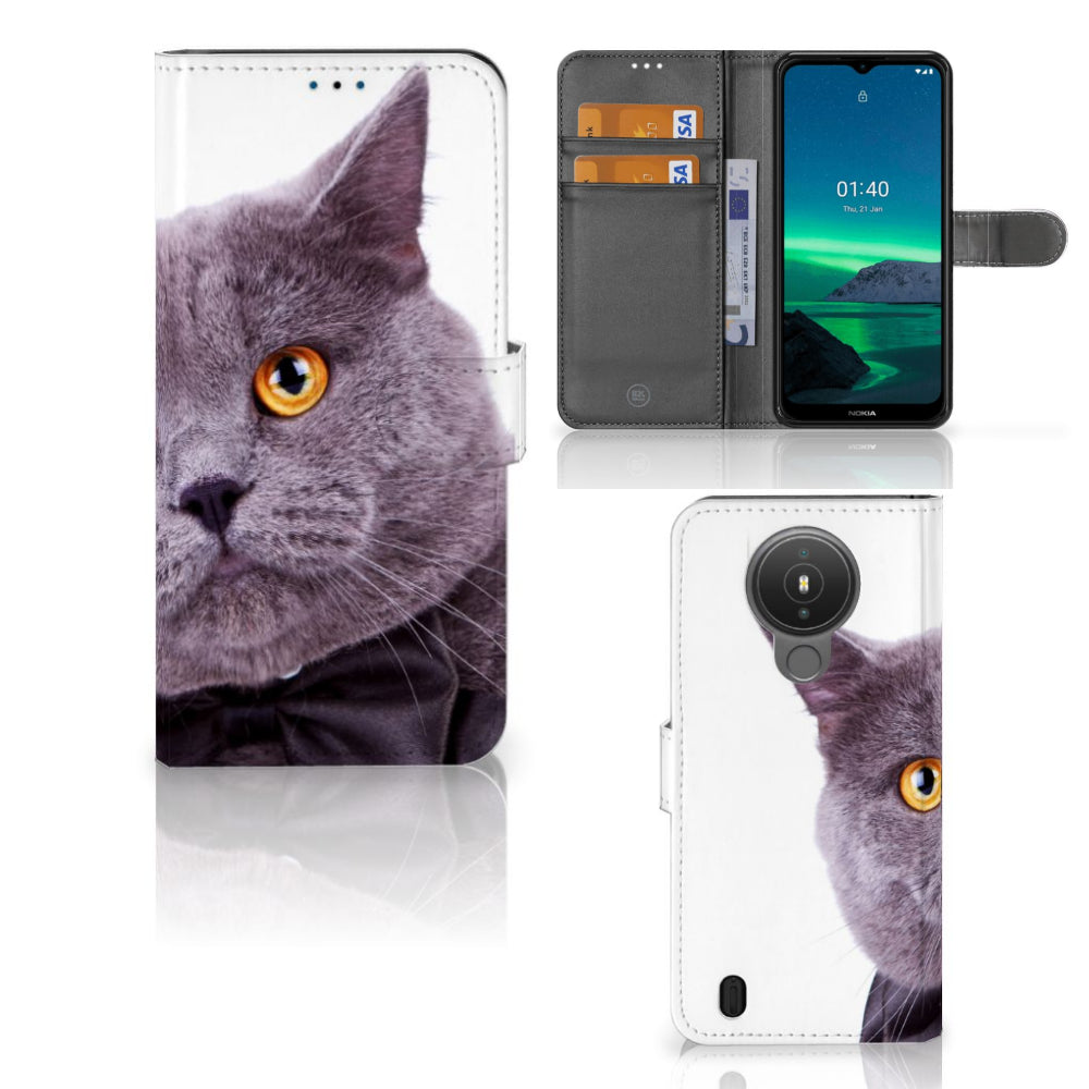 Nokia 1.4 Telefoonhoesje met Pasjes Kat