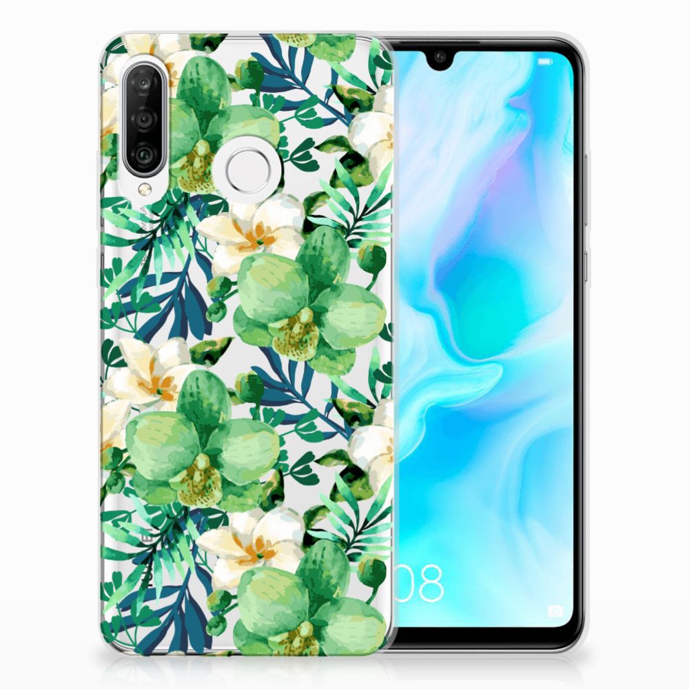 Huawei P30 Lite TPU Case Orchidee Groen