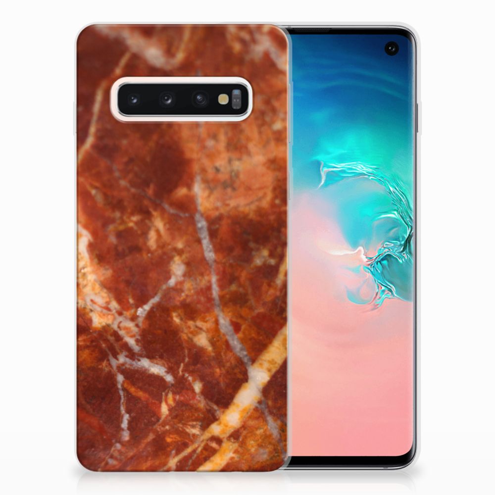 Samsung Galaxy S10 TPU Siliconen Hoesje Marmer Bruin