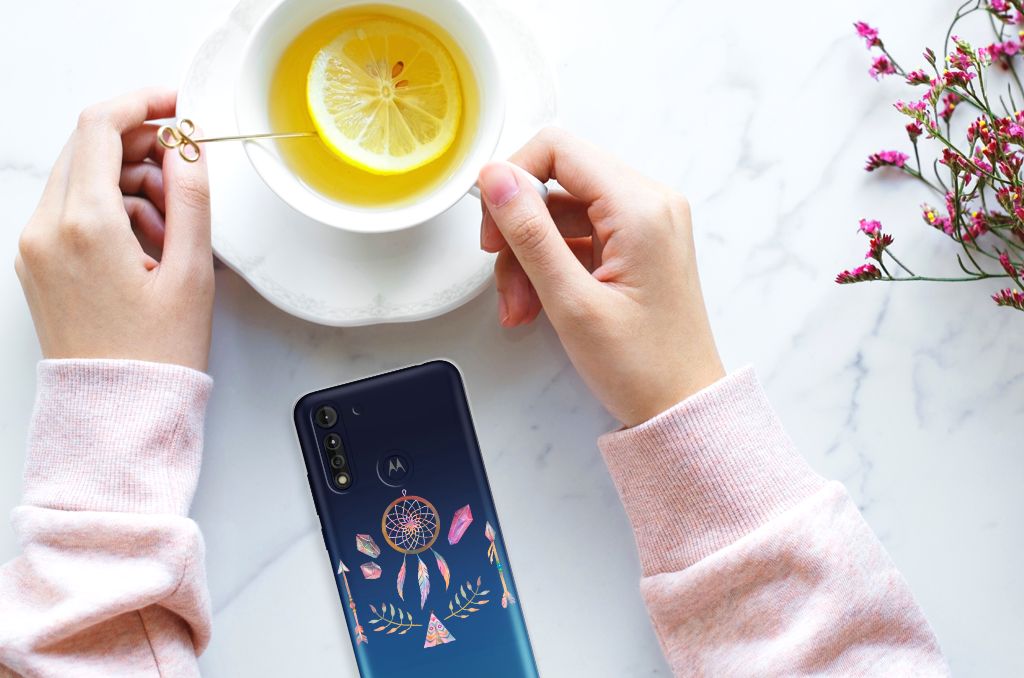 Motorola Moto G8 Power Lite Telefoonhoesje met Naam Boho Dreamcatcher B2C Telecom