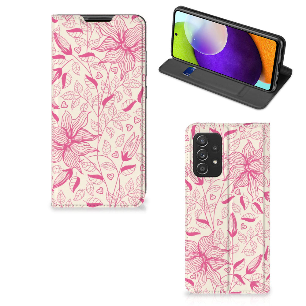 Samsung Galaxy A52 Smart Cover Pink Flowers