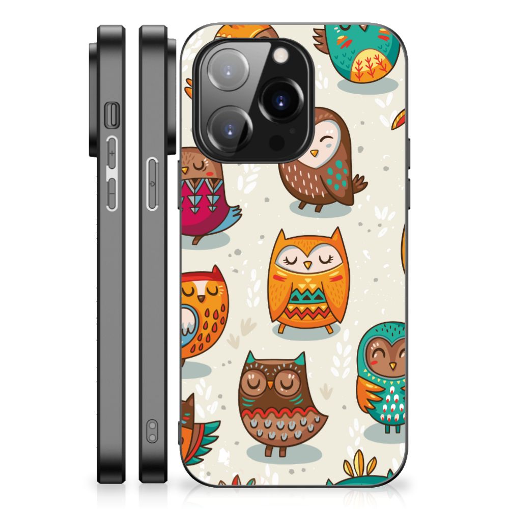 iPhone 14 Pro Dierenprint Telefoonhoesje Vrolijke Uilen B2C Telecom