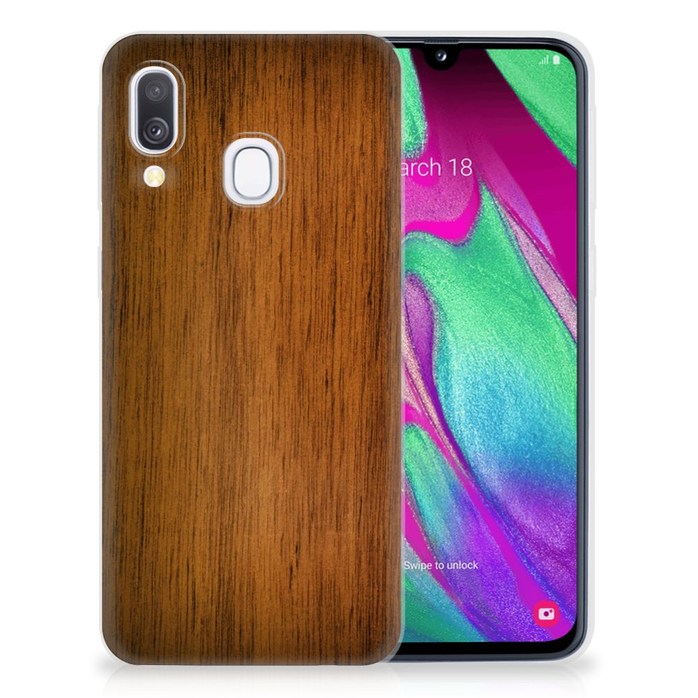 Samsung Galaxy A40 Bumper Hoesje Donker Hout