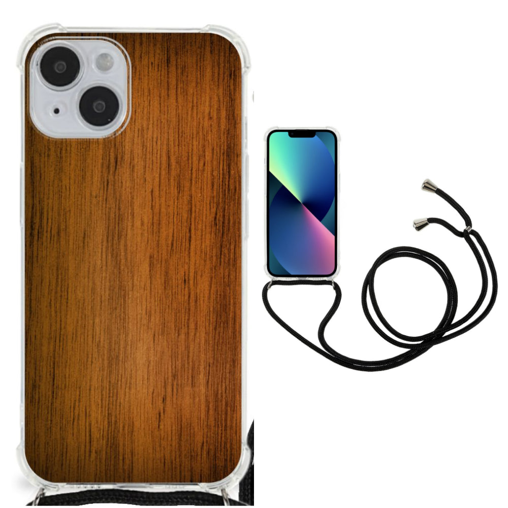 iPhone 14 Stevig Telefoonhoesje Donker Hout