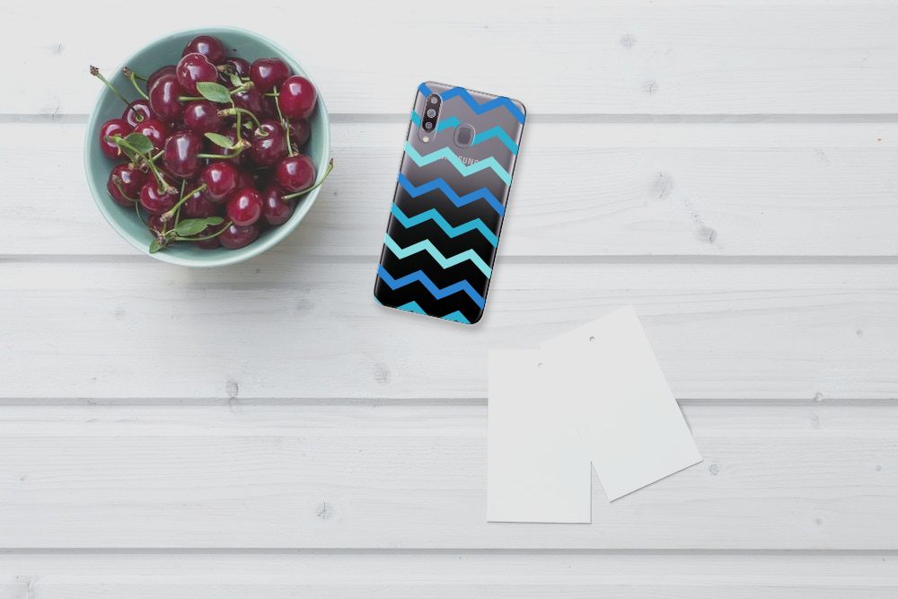 Samsung Galaxy M30 TPU bumper Zigzag Blauw