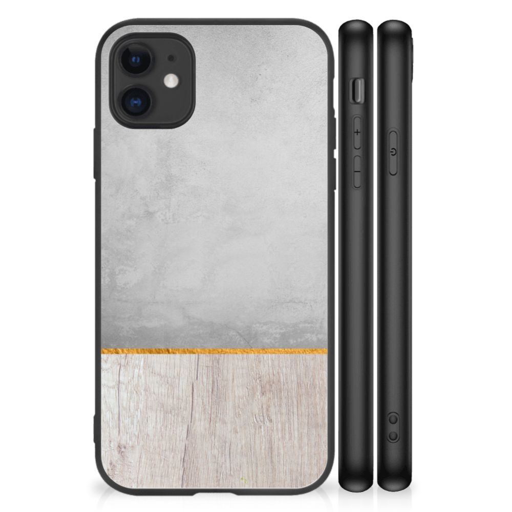 iPhone 11 Houten Print Telefoonhoesje Wood Concrete B2C Telecom