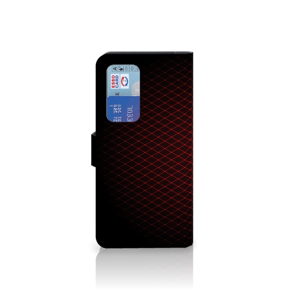 Huawei P40 Pro Telefoon Hoesje Geruit Rood met ruimte voor 3 pasjes en minimalistisch design