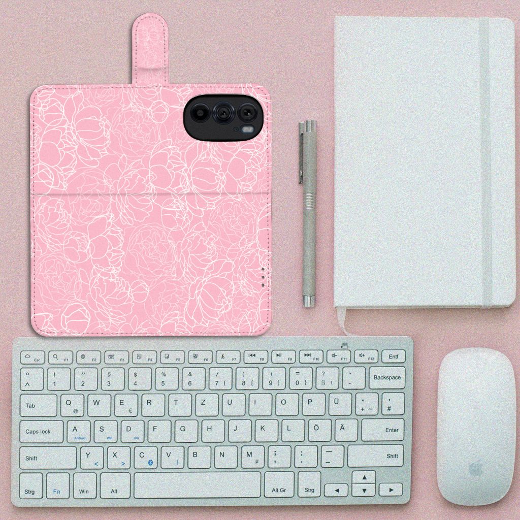 Motorola Edge 30 Pro Hoesje White Flowers