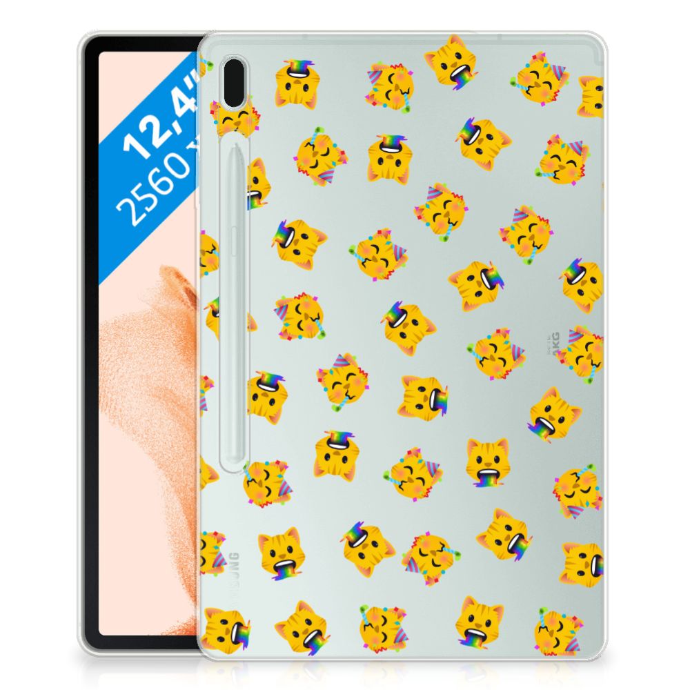Hippe Hoes voor Samsung Galaxy Tab S7FE Katten Emojis - B2C Telecom