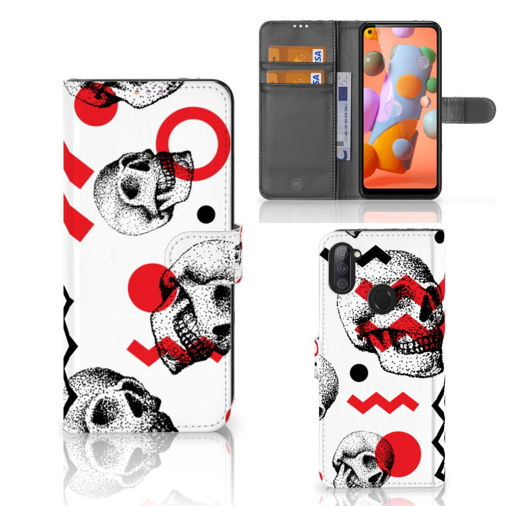Telefoonhoesje met Naam Samsung Galaxy M11 | A11 Skull Red