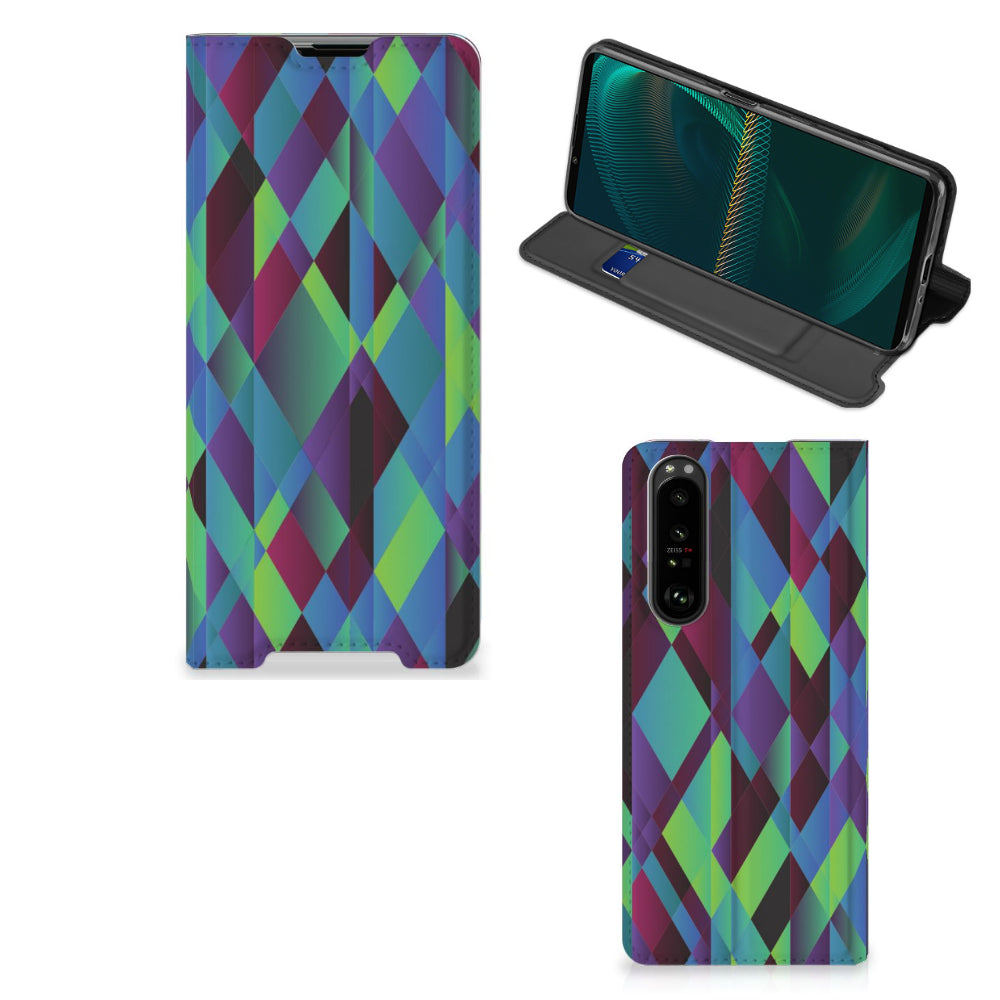 Sony Xperia 5 III Stand Case Abstract Green Blue