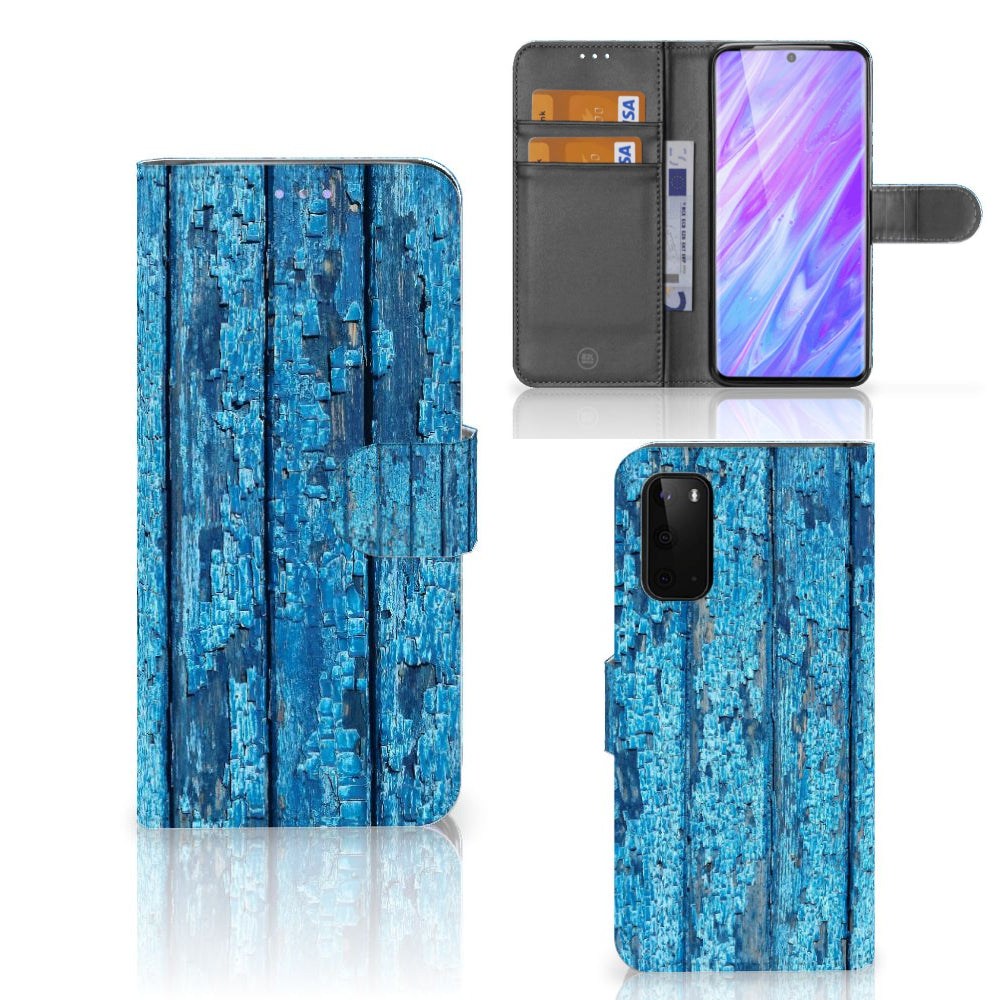 Samsung Galaxy S20 Book Style Case Wood Blue