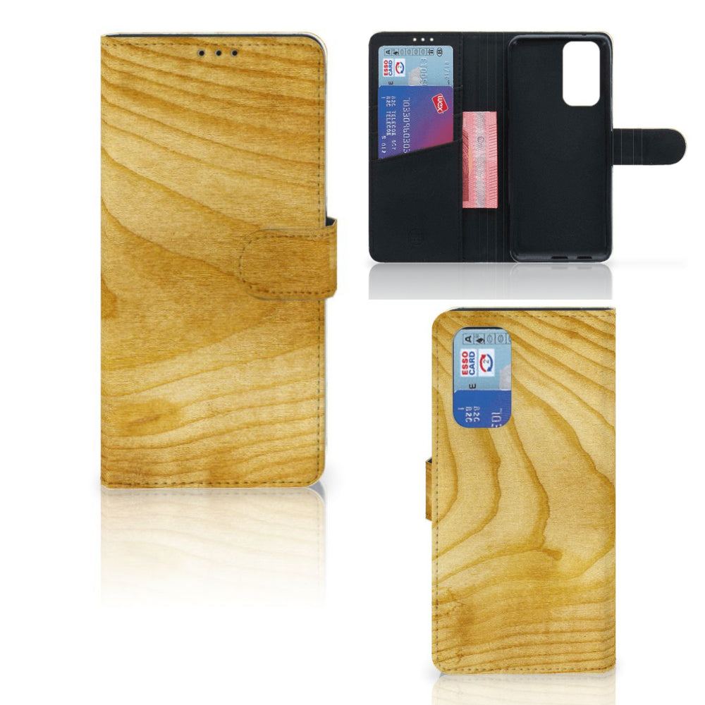 OnePlus 9 Pro Book Style Case Licht Hout