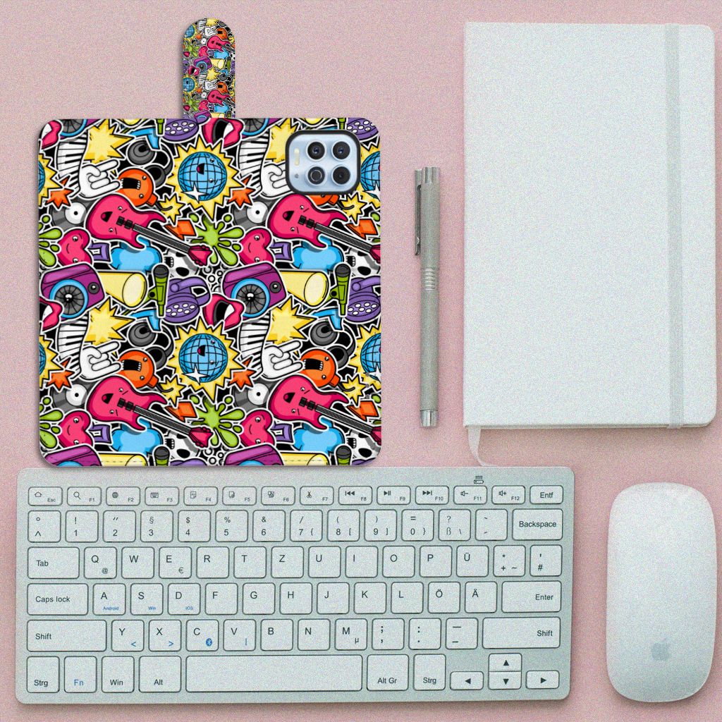 Motorola Moto G100 Wallet Case met Pasjes Punk Rock