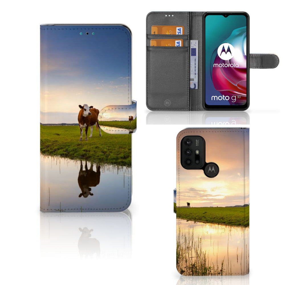 Motorola Moto G10 | G20 | G30 Telefoonhoesje met Pasjes Koe