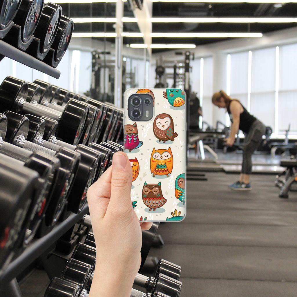 Motorola Edge 20 Lite TPU Hoesje Vrolijke Uilen B2C Telecom