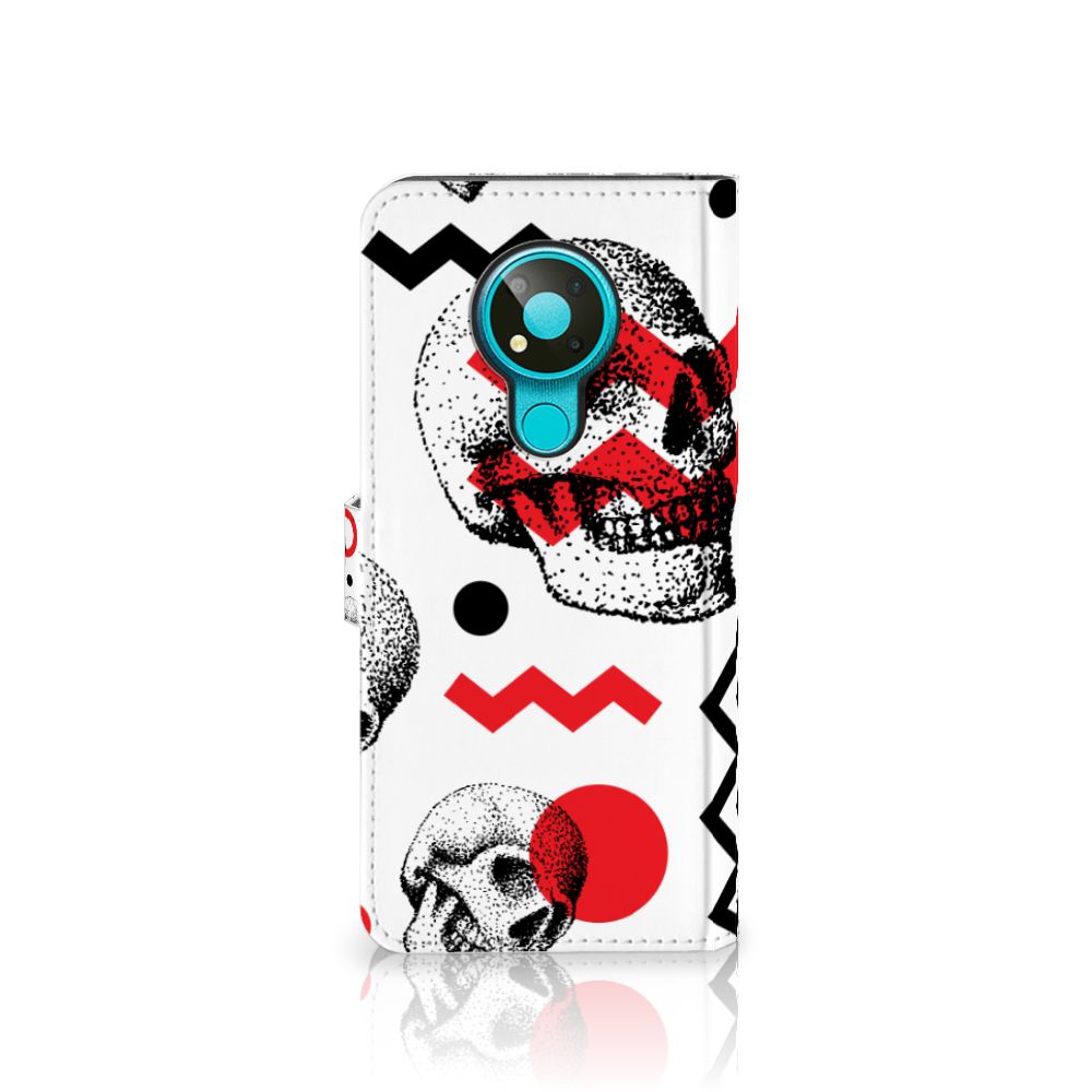 Telefoonhoesje met Naam Nokia 3.4 Skull Red