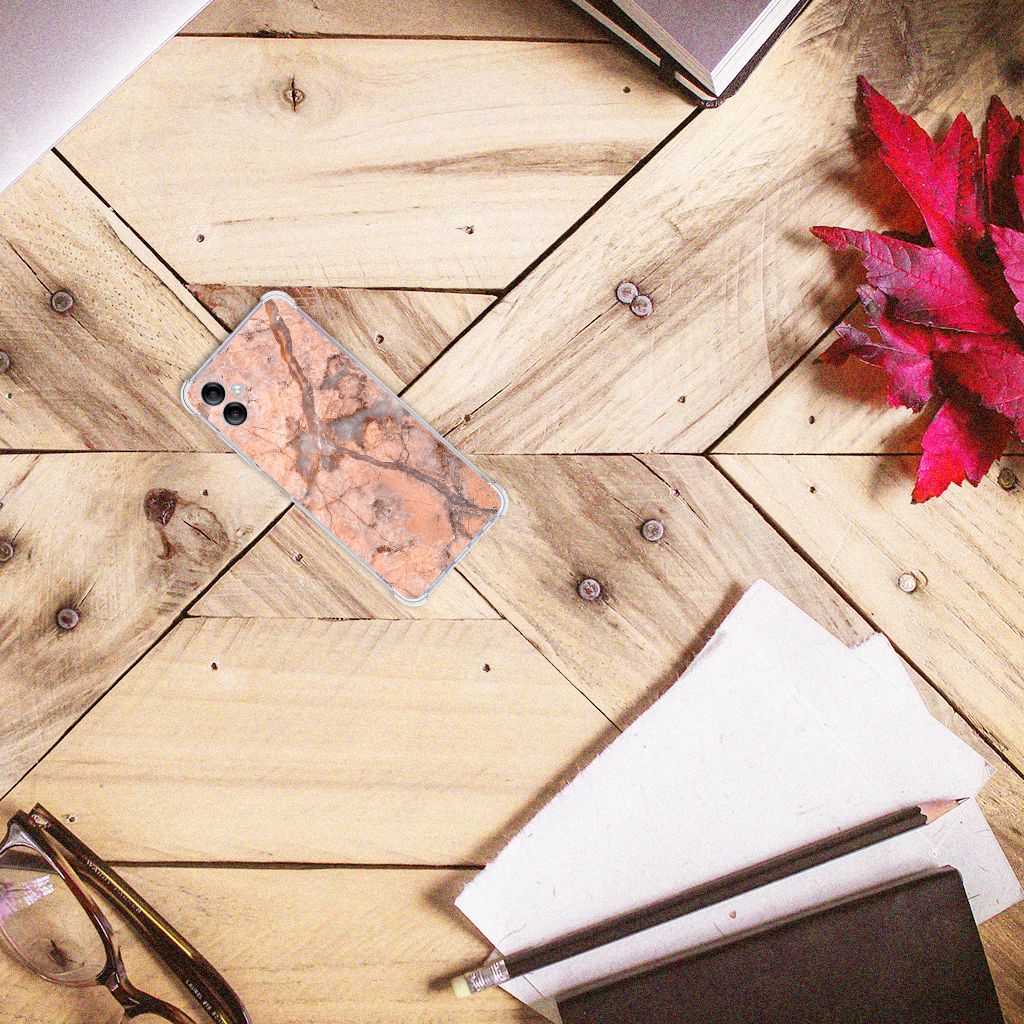 Samsung Galaxy A05 Anti-Shock Hoesje Marmer Oranje B2C Telecom