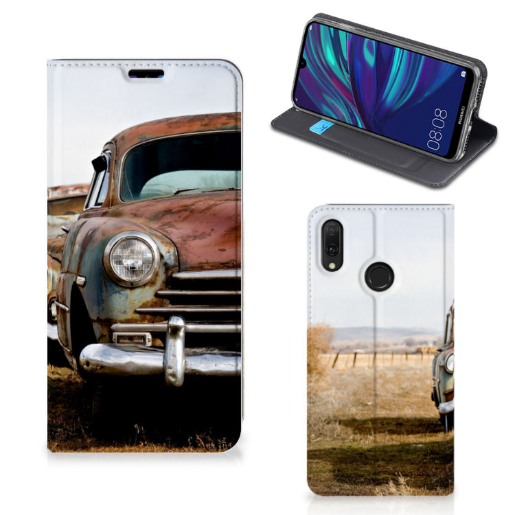 Huawei Y7 hoesje Y7 Pro (2019) Stand Case Vintage Auto