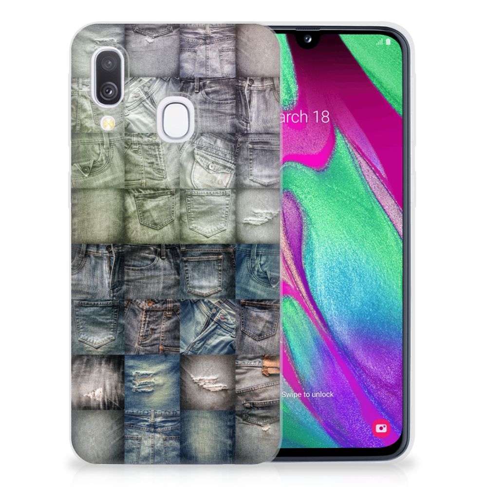 Silicone Back Cover Samsung Galaxy A40 Spijkerbroeken