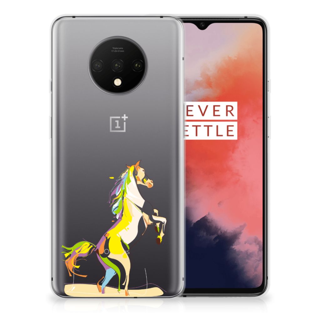 OnePlus 7T Telefoonhoesje met Naam Horse Color