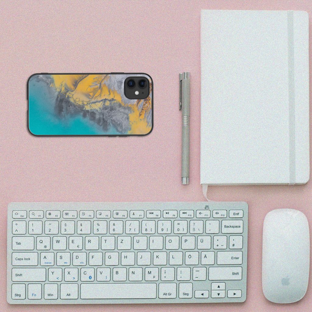 iPhone 11 Marmeren Print Telefoonhoesje Marble Blue Gold B2C Telecom