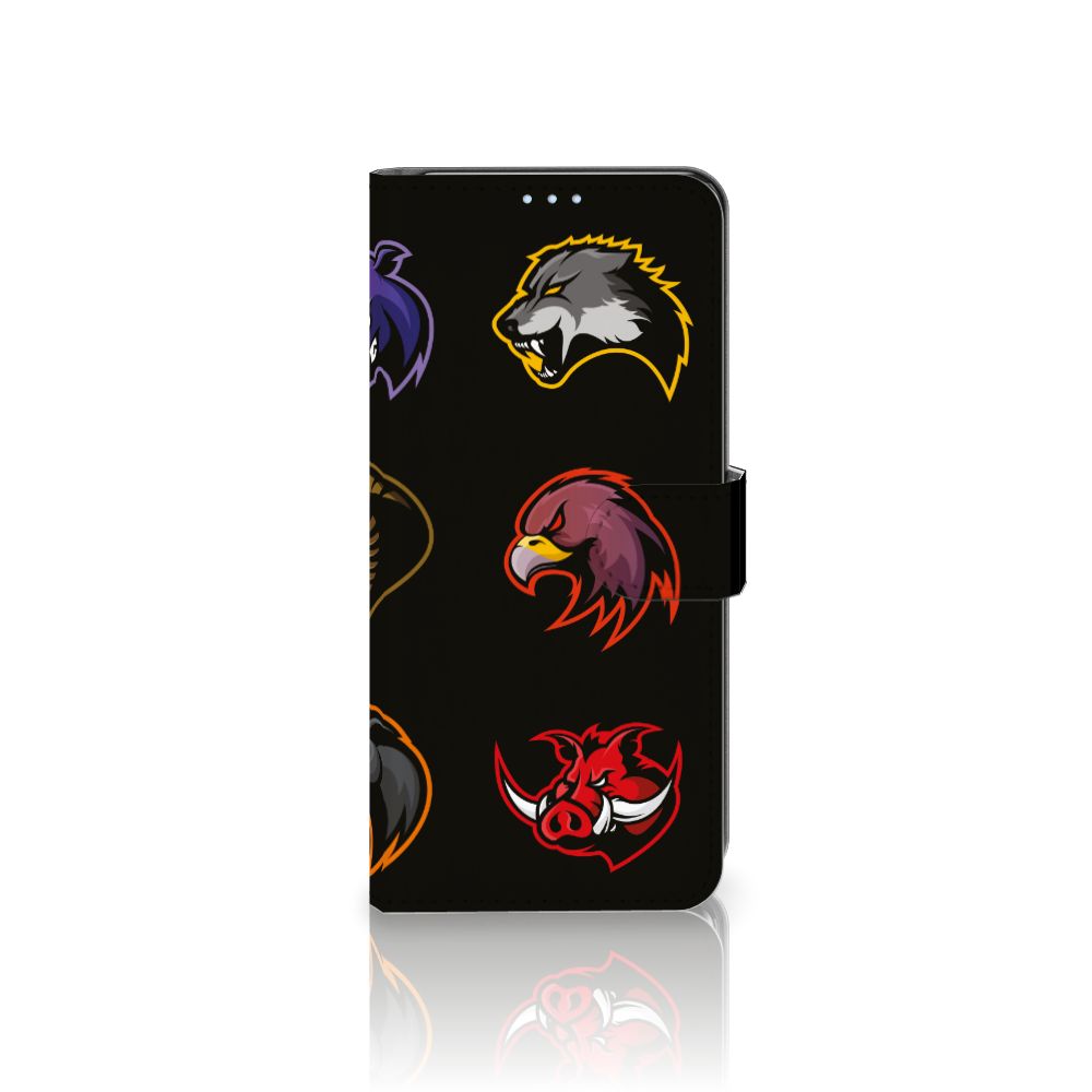 OPPO Reno 4 Pro 5G Leuk Hoesje Cartoon met dierenlogo's op een zwarte achtergrond