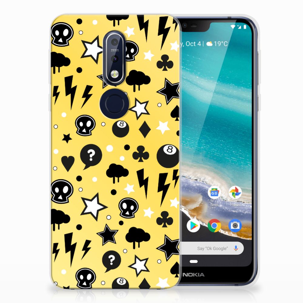 Silicone Back Case Nokia 7.1 Punk Geel