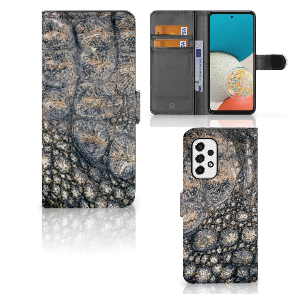 Samsung Galaxy A53 Telefoonhoesje met Pasjes Krokodillenprint