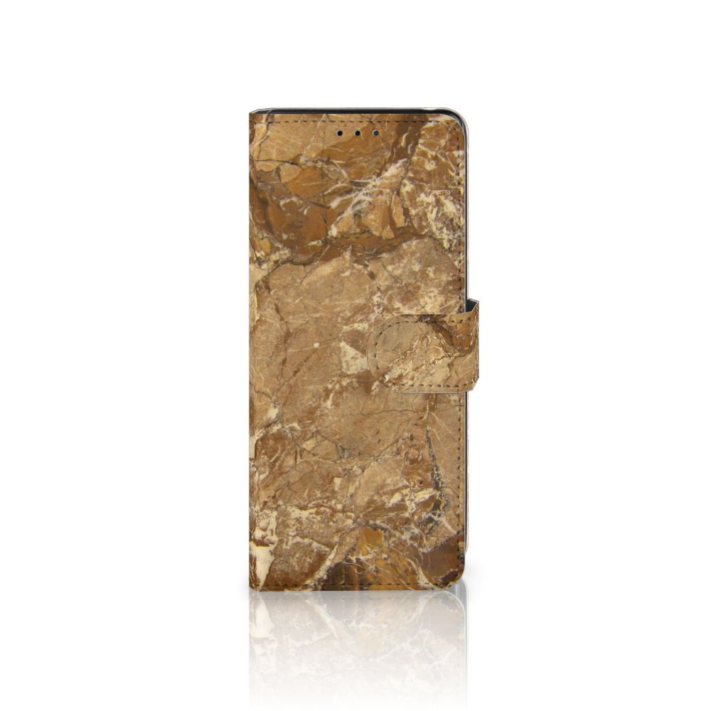 Sony Xperia L4 Bookcase Marmer Creme met marmerdesign in crème en bruin tinten, ideaal voor bescherming en stijl.