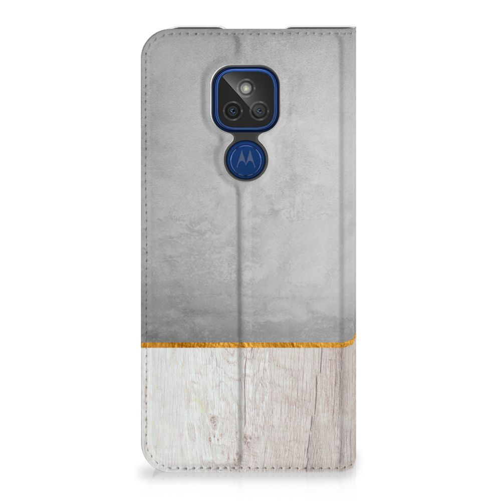 Motorola Moto G9 Play Book Wallet Case Wood Concrete - B2C Telecom